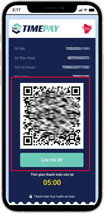 Bước 4: Sao chép các THÔNG TIN hoặc chụp màn hình mã QR → Vào app ZALO PAY thực hiện chuyển khoản.